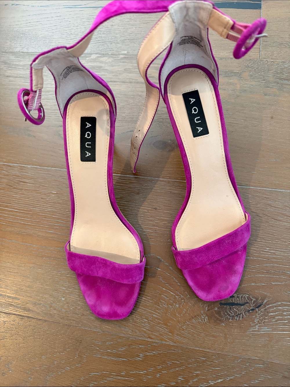 Aqua Hot Pink Suede Ankle-Strap Heels - SEXY